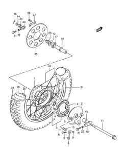 TS185 Rear wheel complete assy