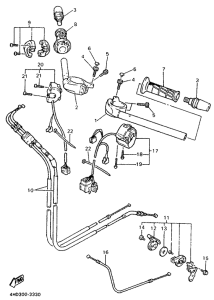YZF750R Steering handle. cable