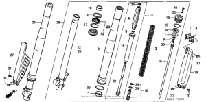 CR85RB Передняя вилка