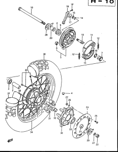 DR500 Rear wheel complete assy