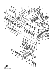 WR250F Задний рычаг и подвеска
