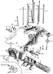 CA175 Upper crankcase + shift drum