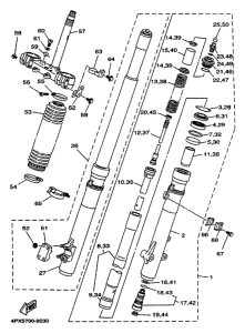 TT250R Передняя вилка