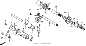 XR80 Shift fork + shift drum + kick starter spindle