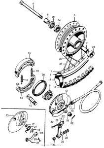 CT90 Front wheel + brake panel
