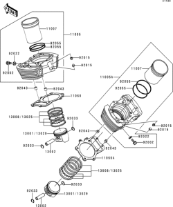 VN1500 Цилиндр и поршни