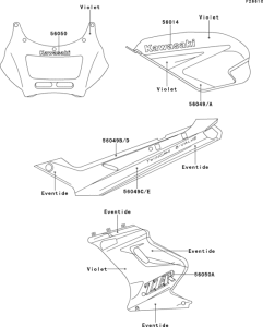 EX250 Decals(violet / eventide)(ex250-h3 / h4)