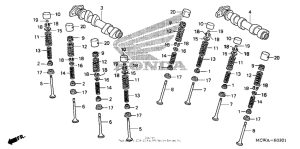 VFR800 Camshaft + valve (rr.)