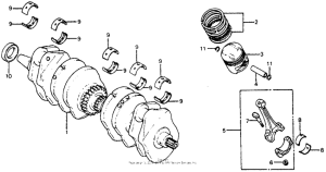 CB750 Коленчатый вал и поршни