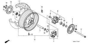 VTR1000F Rear wheel complete assy