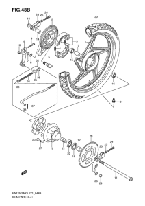 EN125 Rear wheel complete assy