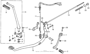 CB400 Brake pedal + change pedal + kick starter arm