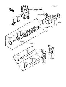 ZX400 Gear change drum & forks