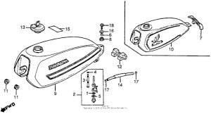 CB125S Fuel tank + fuel valve