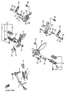 YZF600R Support repose pied