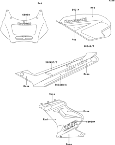 EX250 Decals(red / rose)(ex250-h1 / h2)