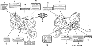 VFR800 (ABS) Лейбл предостережения