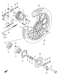TU250 Rear wheel complete assy