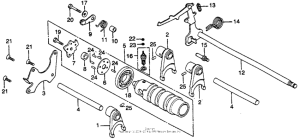 CB400 Gearshift drum + gearshift arm