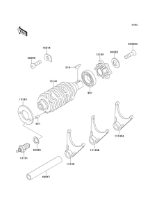 KMX125 Валы и вилки переключения передач