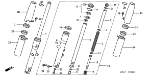 VT750C Вилка передней оси