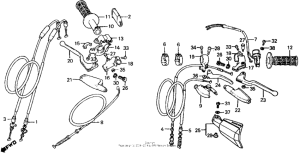 XR500R Control levers + switches + cables