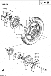 GSX750 Rear wheel complete assy