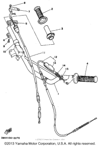 YZ80F1 Steering handle - cable