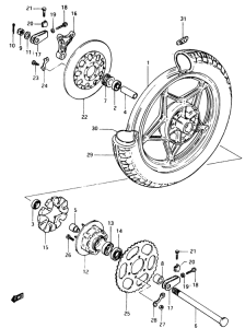 GSX400 Rear wheel complete assy