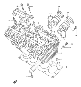 GSX250 Головка цилиндров
