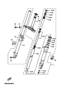 TZR50 Вилка передней оси