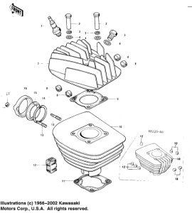 KE125 Головка блока цилиндров / цилиндр