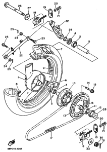 XJ600S Заднее колесо в сборе