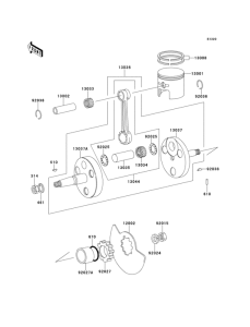 KE100 Коленвал и поршни