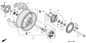 CBR900RE Rear wheel complete assy