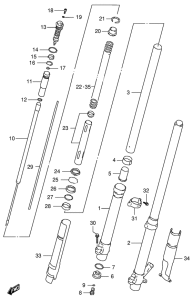 RM125 Передняя вилка