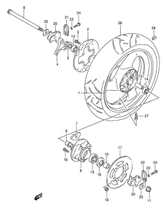 GSF400 Rear wheel complete assy