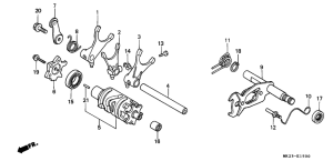 XR600R Вилки и валы выбора передач