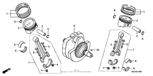 VTX1300T Коленчатый вал и поршни