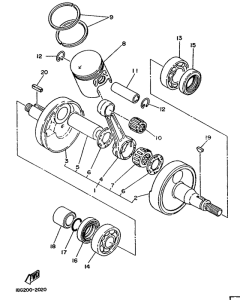 DT125MX Коленчатый вал и поршни