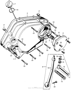 CB175 Right crankcase cover + kick starter