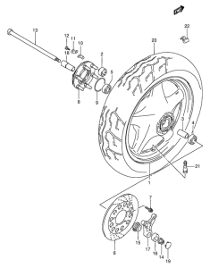 VX800 Rear wheel complete assy