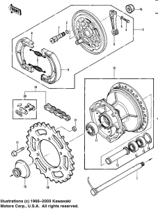 KDX450 Rear hub / brake / chain