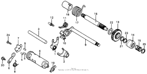 XL75 Shift fork + shift drum + kick spindle