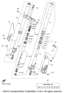 YZ250FBL Передняя вилка