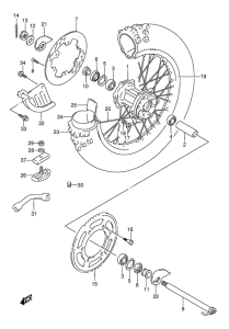 RMX250 Rear wheel complete assy