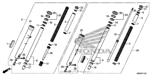 VT1300CX (ABS) Передняя вилка