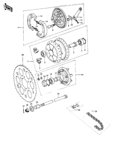  Rear hub / brake / chain