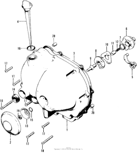 CT90 Right crankcase cover + clutch lifter
