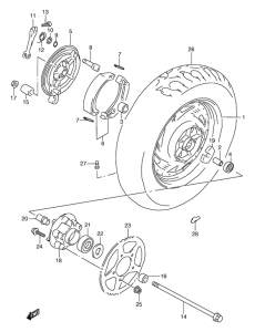 VZ800 Rear wheel complete assy